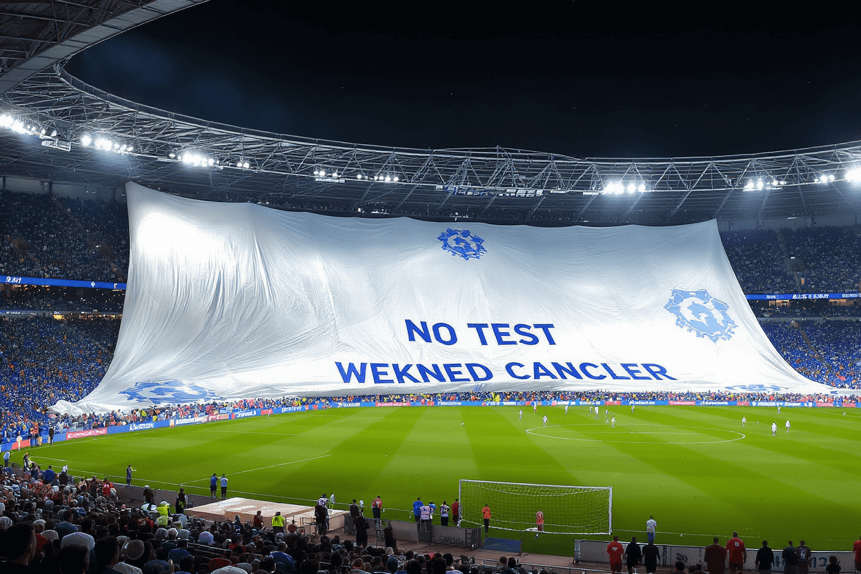 Tifo géant imprimé pour match nocturne